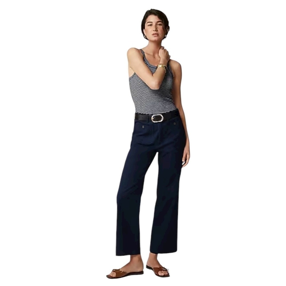 J Crew Sailor slim wide-leg chino pant‎ Wide Leg Cropped Pants Womens 34 #BY637